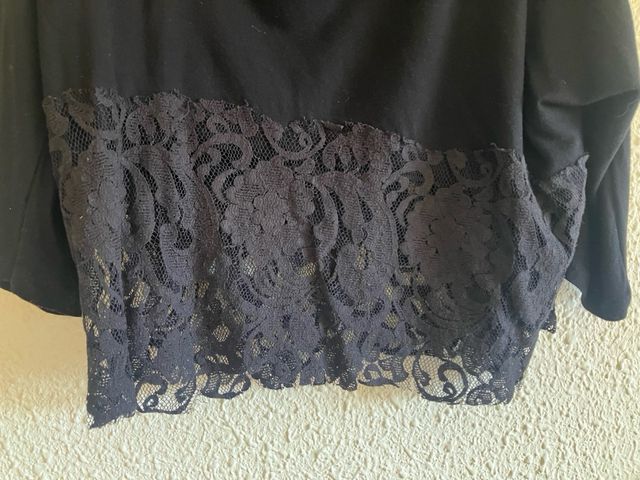 Top negro manga larga encaje (talla S/M - mujer)