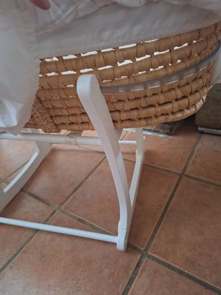 Mini cuna mimbre blanca y rosa