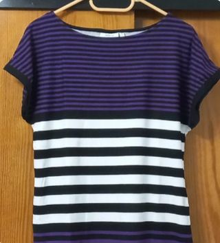 Jersey mujer rayas morado blanco
