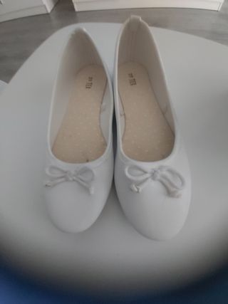 Manoletinas blancas niña -talla 37