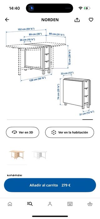 Mesa NORDEN abatible con cajones