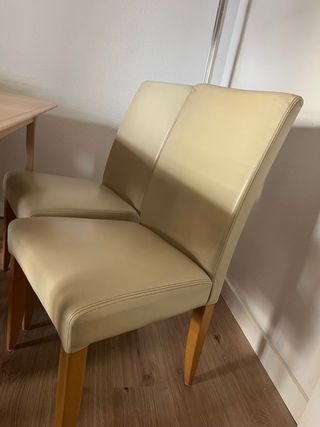 4 sillas comedor beige - piel sintética y lampara