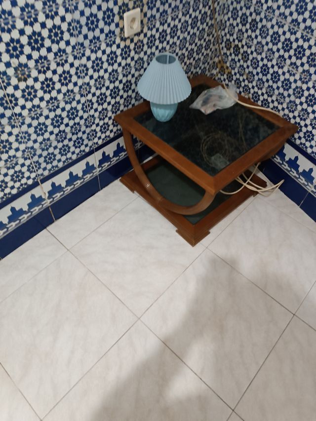 Mesa centro madera cristal cuadrada