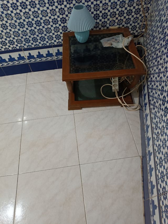 Mesa centro madera cristal cuadrada