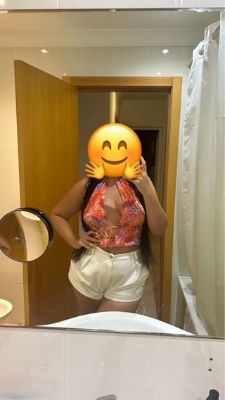 Top Shein L anaranjado floral