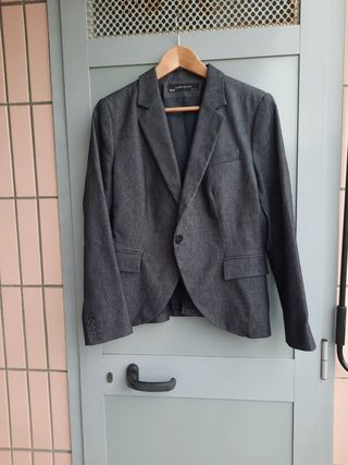 Blazer jeans Zara Basic grigio 44-46