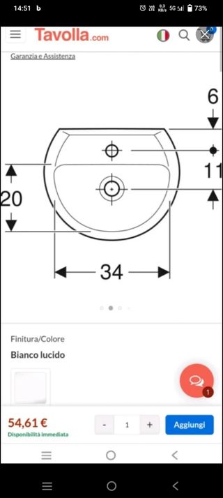 Lavandino bianco in ceramica