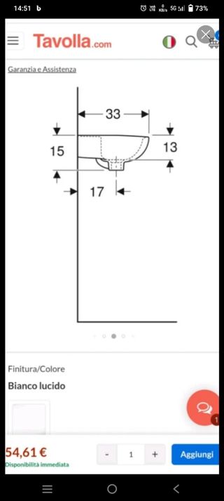 Lavandino bianco in ceramica