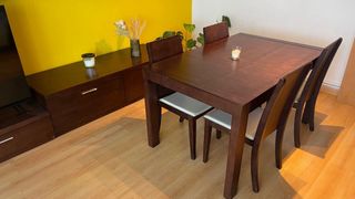 Conjunto comedor madera - marrón