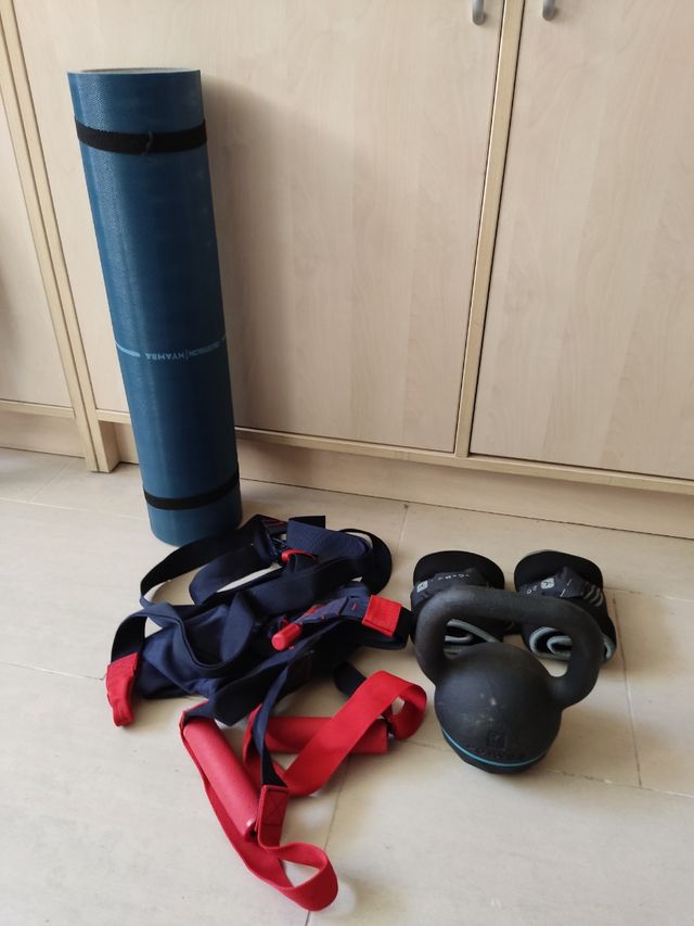 Lote fitness: pesa rusa, TRX, lastres y esterilla