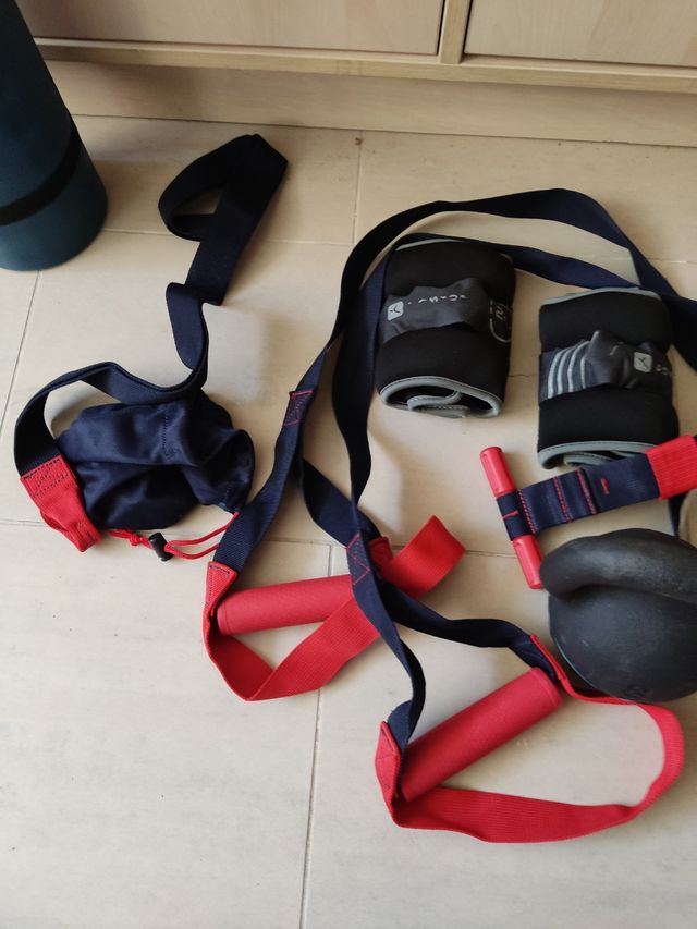 Lote fitness: pesa rusa, TRX, lastres y esterilla