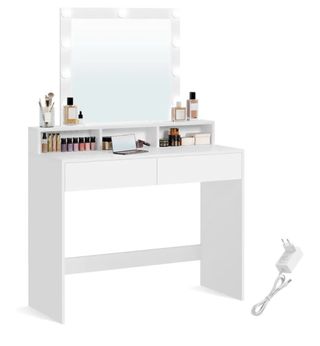 Tocador con espejo LED blanco