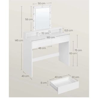Tocador con espejo LED blanco