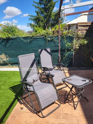 2 Hamacas + Mesa Plegable Jardín