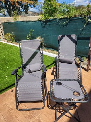 2 Hamacas + Mesa Plegable Jardín