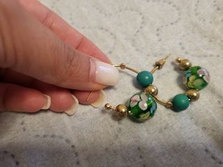 Orecchini a Cerchio Verde e Oro