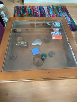Mesa centro madera maciza cristal