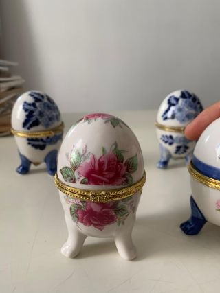 Joyero porcelana huevo rosa blanco