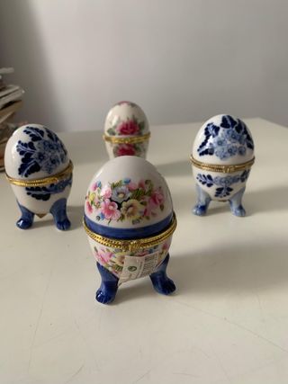 Joyero porcelana huevo rosa blanco