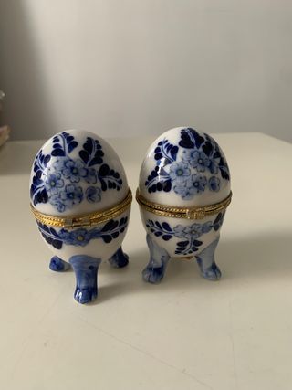 Joyero porcelana huevo rosa blanco