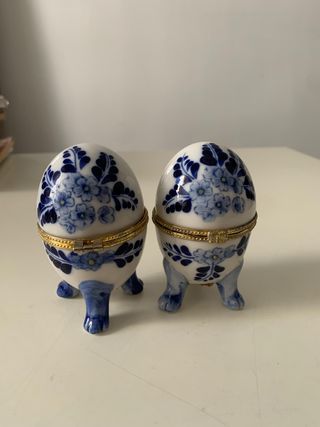 Joyero porcelana huevo rosa blanco