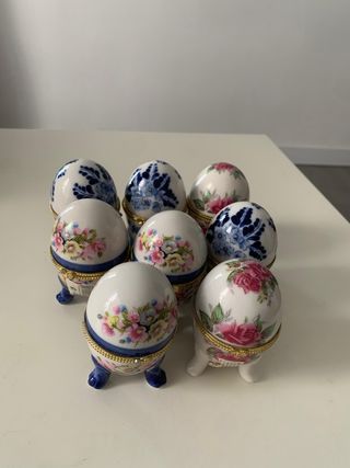 Joyero porcelana huevo rosa blanco