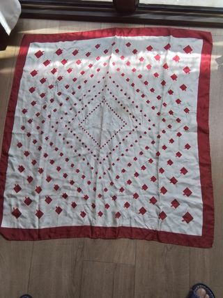 Pañuelo seda Richel beige-rojo