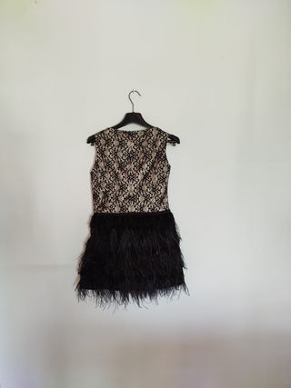 Vestido fiesta CAROTINE beige-negro
