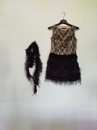 Vestido fiesta CAROTINE beige-negro