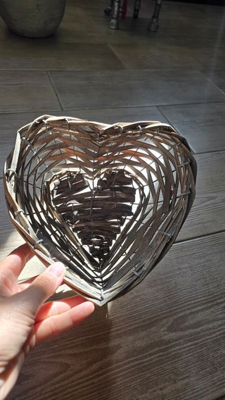 Cestino cuore vimini legno