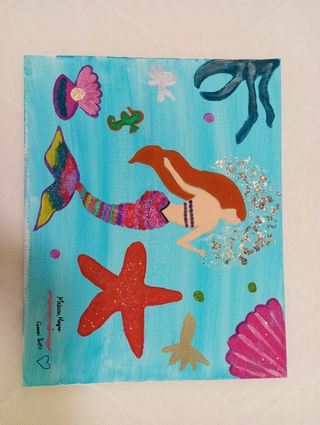 Cuadro Sirena - Lienzo multicolor