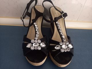 Zapatos cuña negros fiesta nº38