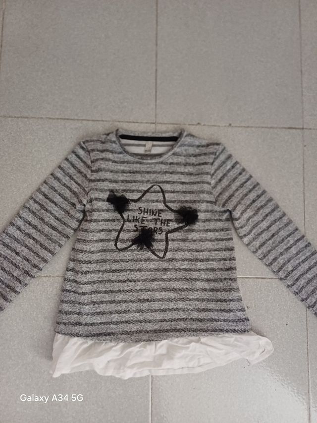 Maglia bambina righe grigio 7 anni