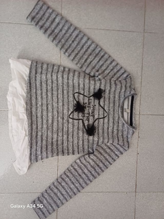 Maglia bambina righe grigio 7 anni