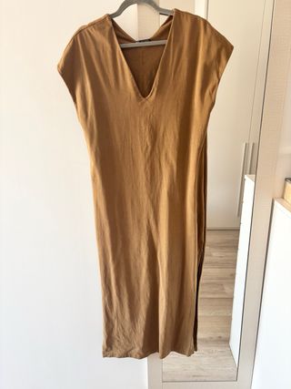 Vestido largo camel - Talla s