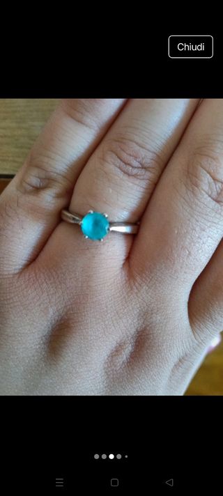 Anello argento topazio turchino