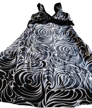Vestido satén blanco&negro