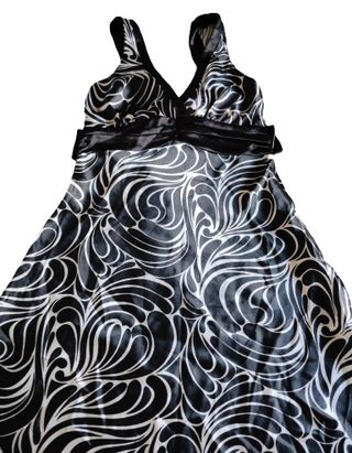 Vestido satén blanco&negro