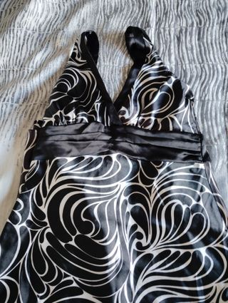 Vestido satén blanco&negro