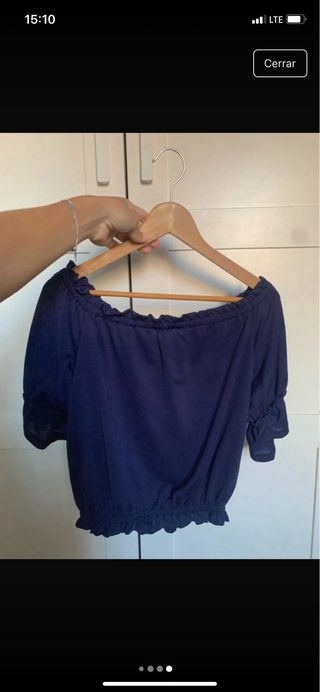 Top azul marino palabra de honor