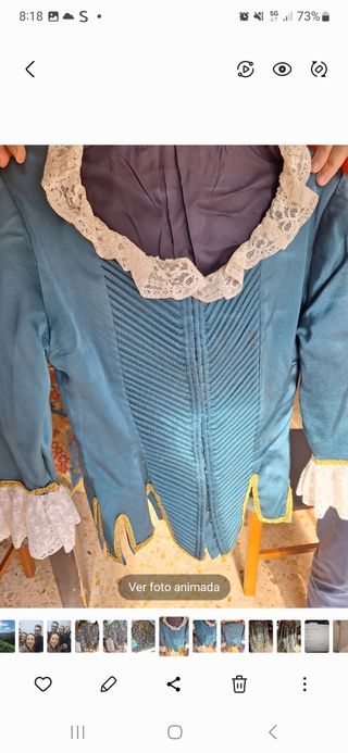 Traje Fallera tela azul y dorada