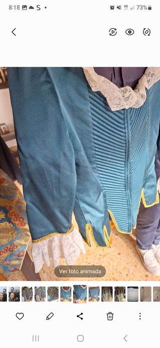 Traje Fallera tela azul y dorada