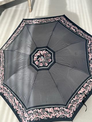 Paraguas plegable flores rosa-gris