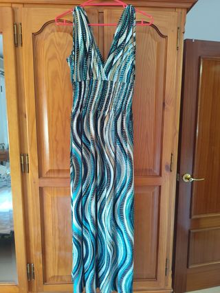 Vestido largo estampado multicolor