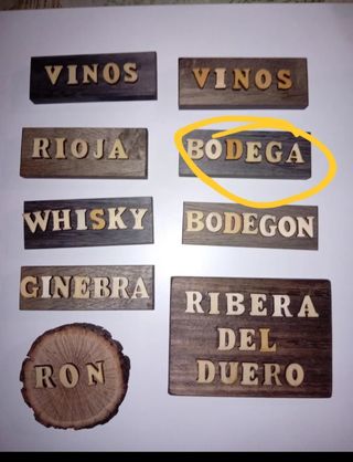 Letrero madera bodega