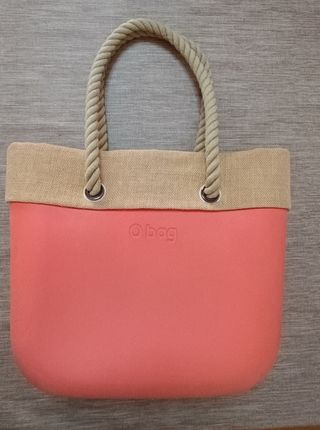 O bag rosa con manici in corda e borsello