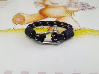 Bracciale corda nautico nero rosa