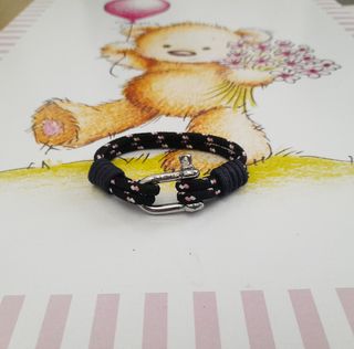 Bracciale corda nautico nero rosa