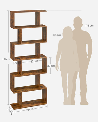 Libreria, Scaffale a 6 Ripiani, 24 x 70 x 191 cm, 