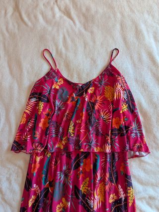 Vestido largo estampado fucsia 